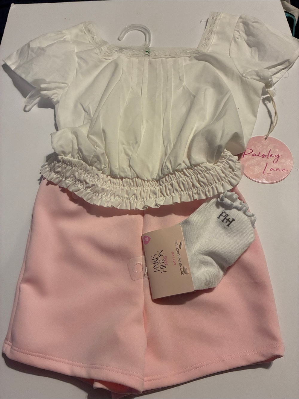 Paris Hilton Kids Two-Piece Set in White and Pink